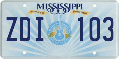 MS license plate ZDI103