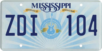 MS license plate ZDI104