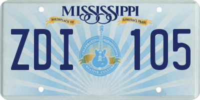 MS license plate ZDI105