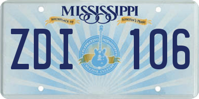 MS license plate ZDI106
