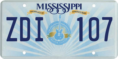 MS license plate ZDI107