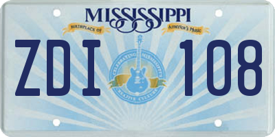 MS license plate ZDI108