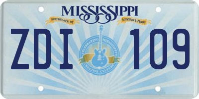 MS license plate ZDI109