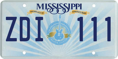 MS license plate ZDI111