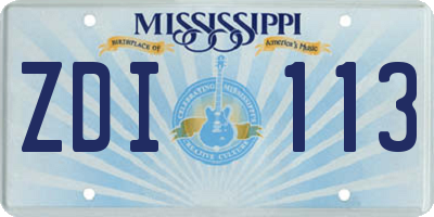 MS license plate ZDI113