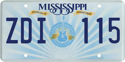 MS license plate ZDI115