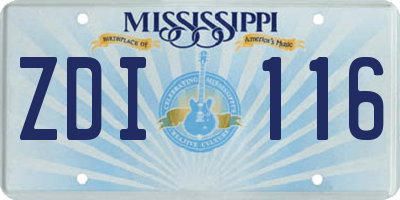 MS license plate ZDI116