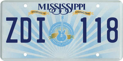 MS license plate ZDI118