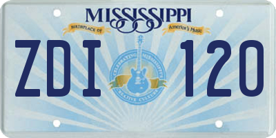 MS license plate ZDI120