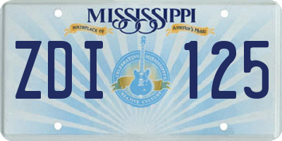 MS license plate ZDI125