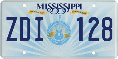 MS license plate ZDI128