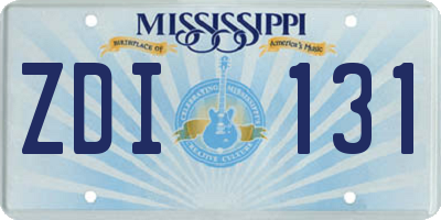 MS license plate ZDI131