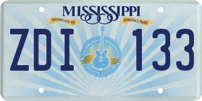 MS license plate ZDI133