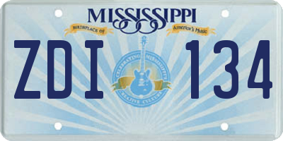 MS license plate ZDI134