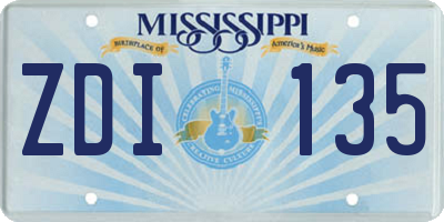 MS license plate ZDI135