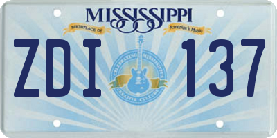 MS license plate ZDI137
