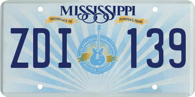 MS license plate ZDI139