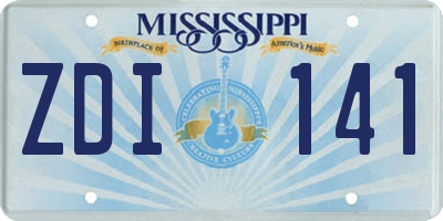 MS license plate ZDI141