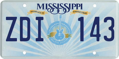 MS license plate ZDI143