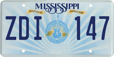 MS license plate ZDI147
