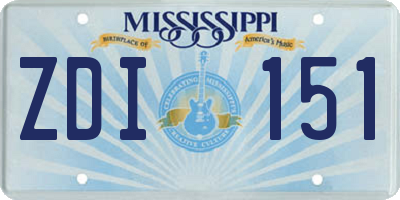 MS license plate ZDI151