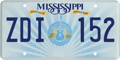 MS license plate ZDI152