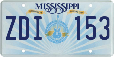 MS license plate ZDI153