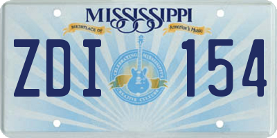 MS license plate ZDI154