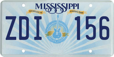 MS license plate ZDI156