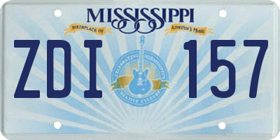 MS license plate ZDI157