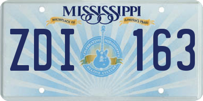 MS license plate ZDI163