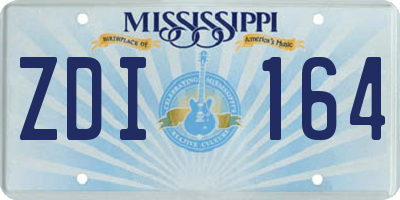 MS license plate ZDI164