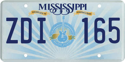 MS license plate ZDI165