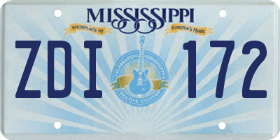 MS license plate ZDI172