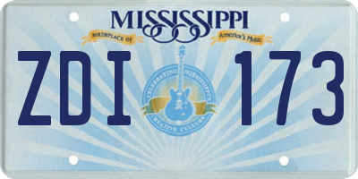 MS license plate ZDI173