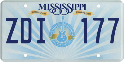 MS license plate ZDI177