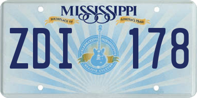 MS license plate ZDI178