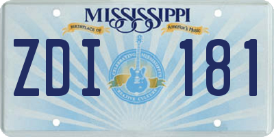 MS license plate ZDI181