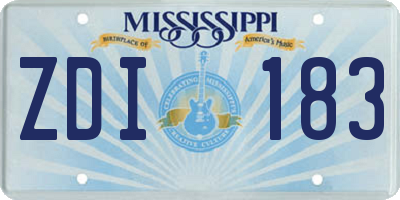 MS license plate ZDI183