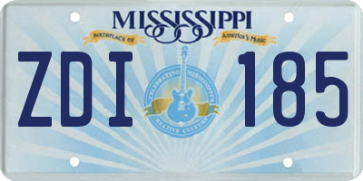MS license plate ZDI185