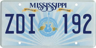 MS license plate ZDI192