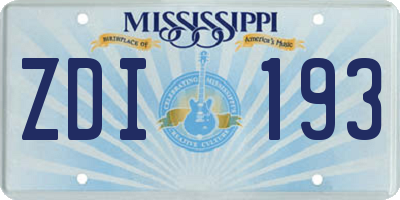 MS license plate ZDI193