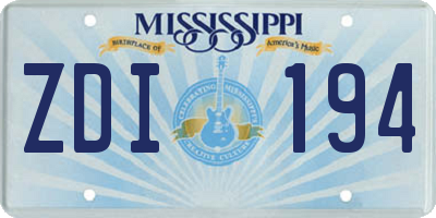 MS license plate ZDI194
