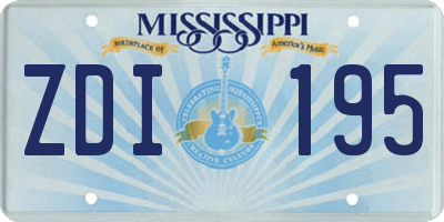 MS license plate ZDI195