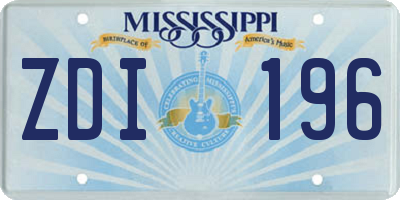 MS license plate ZDI196