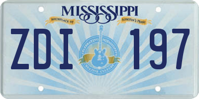 MS license plate ZDI197