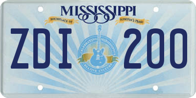 MS license plate ZDI200