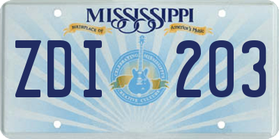 MS license plate ZDI203