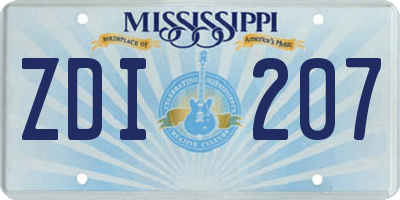 MS license plate ZDI207