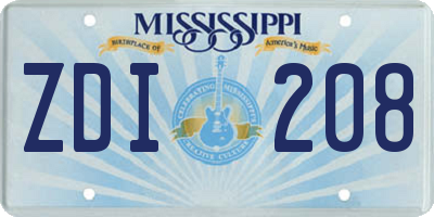 MS license plate ZDI208